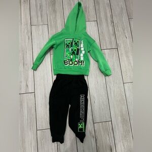 Craft Green Graphic Hoodie with Black Minecraft Joggers